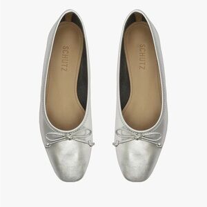 Schutz ARISSA SILVER LEATHER BALLET FLAT 7.5